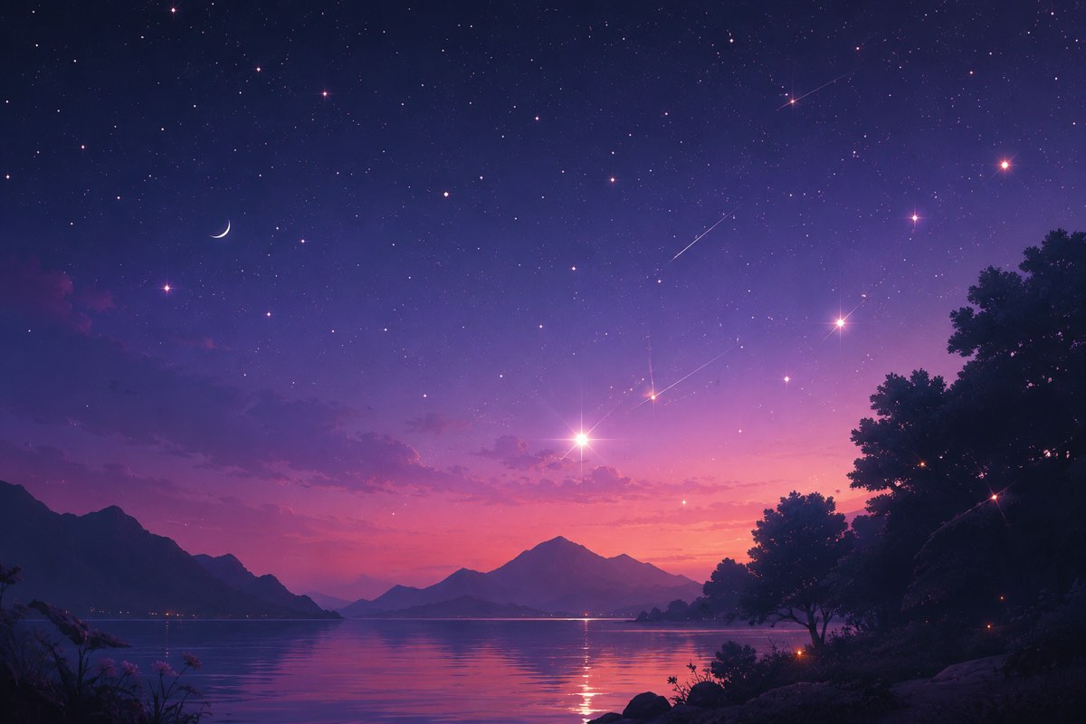 A night-sky landscape from the Memories screen